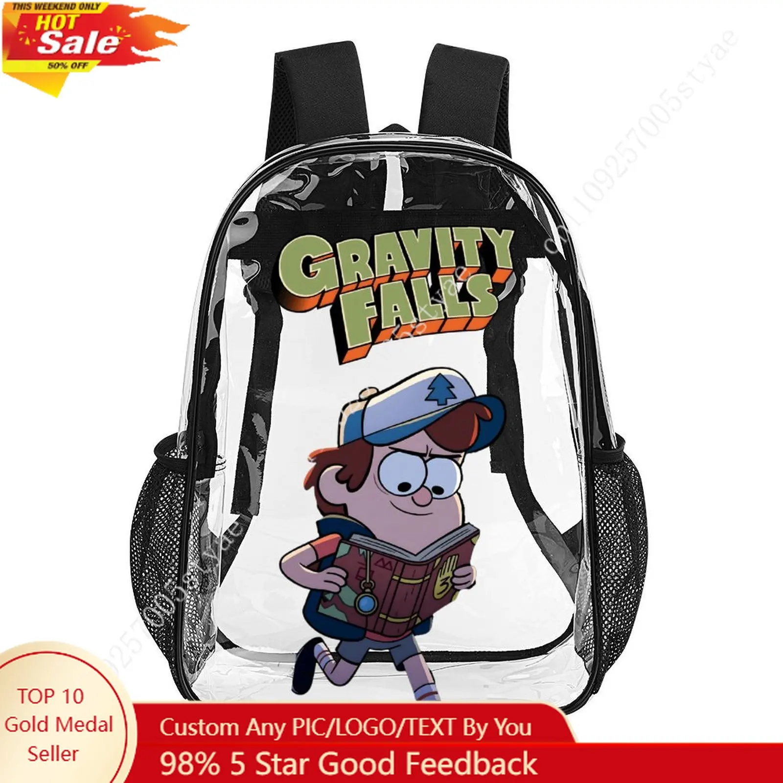 

Dipper Pines Transparent Backpack Disney Cartoon Decorative Bag Design Photo Logo Text Customized Party Holiday Gift Cosplay