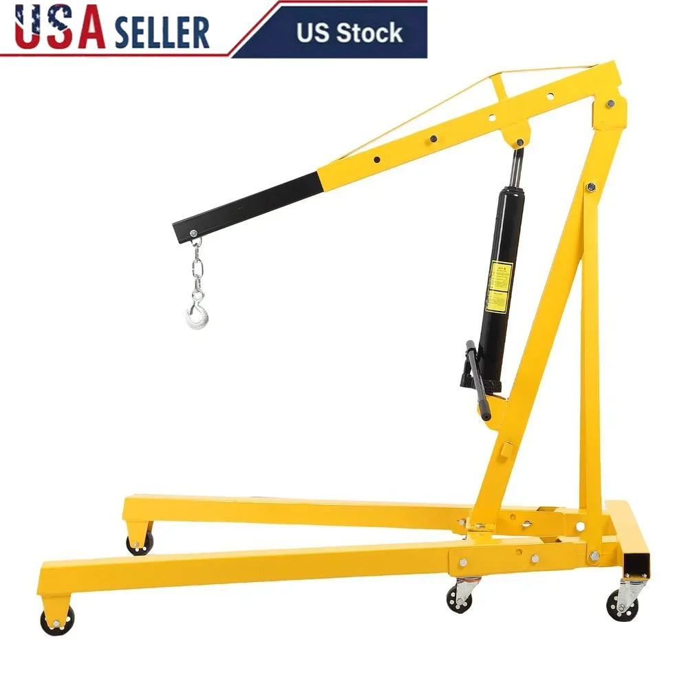 Heavy Duty 4400 Lbs Folding Crane Engine Hoist Lift Auto Repair Workshop Tool Foldable 2 Ton Capacity Steel Frame Hydraulic