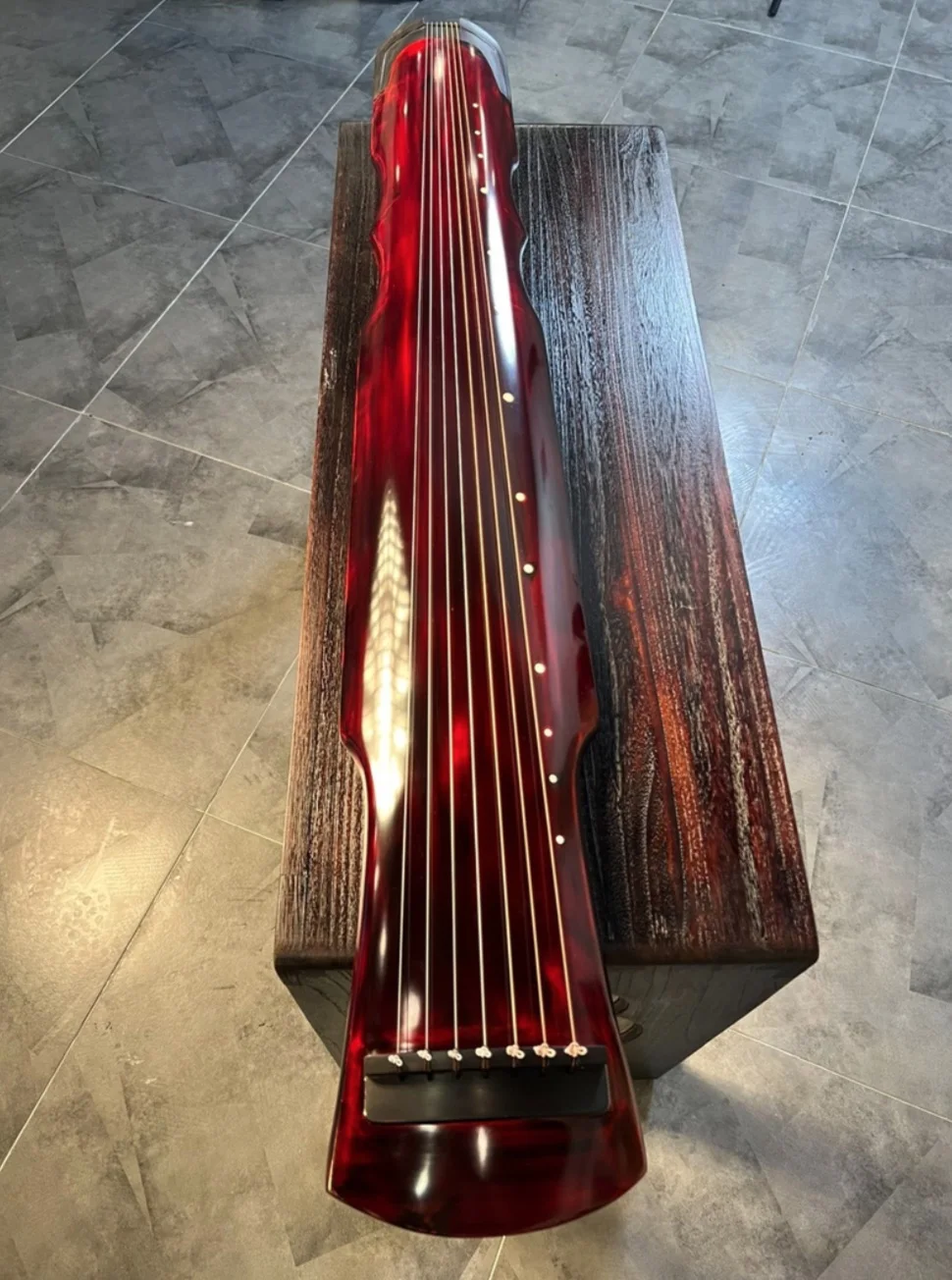 FuXi Style Guqin Chinese 7 Strings Zither, Old Chinese Fir Wood, Raw Lacquer Finish, Traditional Handmade Stringed Musical Instr