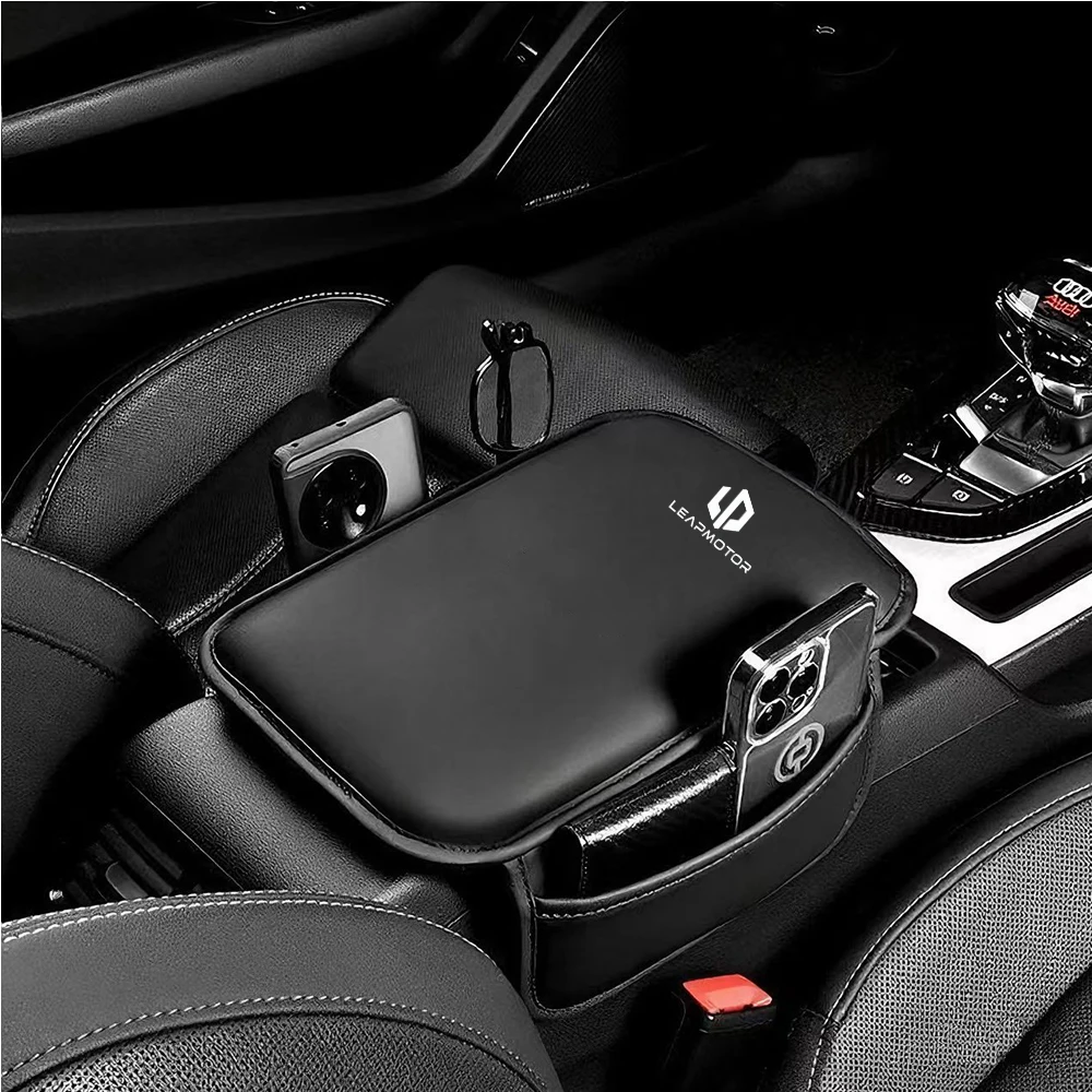 For Leapmotor T03 S01 C11 C01 C10 Leap MotorCar Armrest Pad with Storage Bag PU Car Elbow Pad Car Center Console Armrest Box