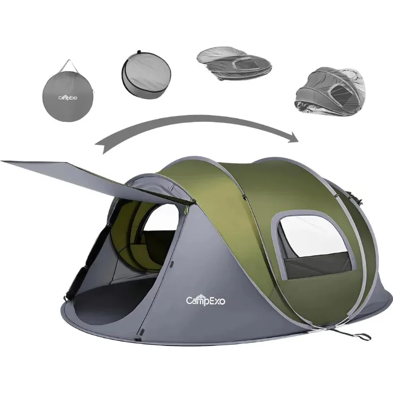 ^Camping Tent, Pop Up Instant Tent for 2-4 Person, Sets Up in Just Seconds, Waterproof Durable Tent with Carry Bag for Camping