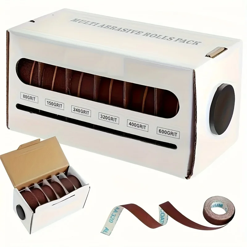 

6Pcs emery roll, 6-grain woodworking sandpaper roll, 80 150 240 320 400 600-grain metal sandpaper, 314.96 inches per roll
