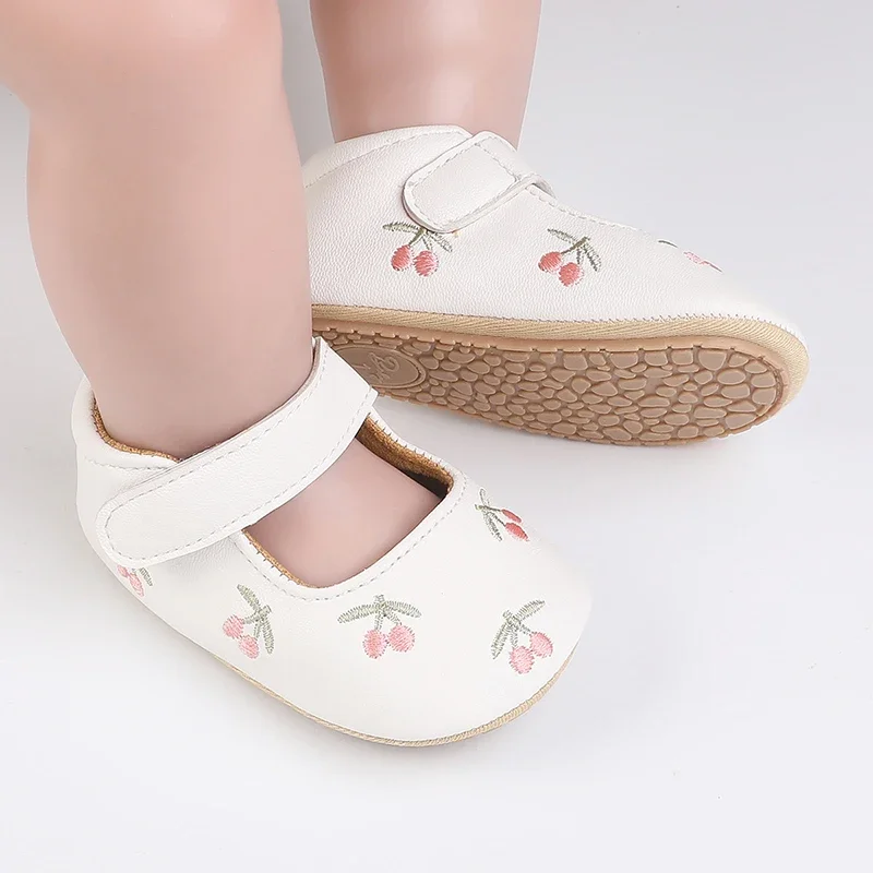 Chaussures en cuir PU coordonnantes pour bébé fille, semelle souple mignonne, motif non imprimé, premiers pas, marche, automne