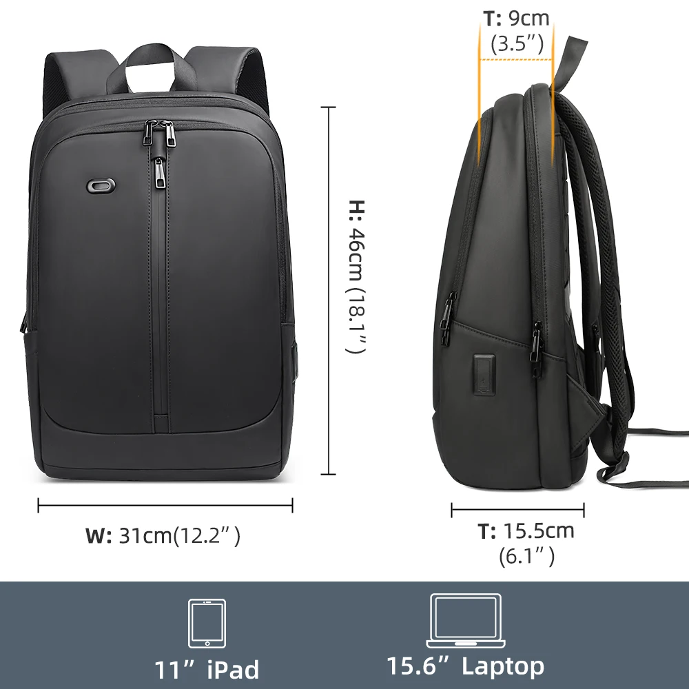 HK Casual School Backpack Men Waterproof 15.6\