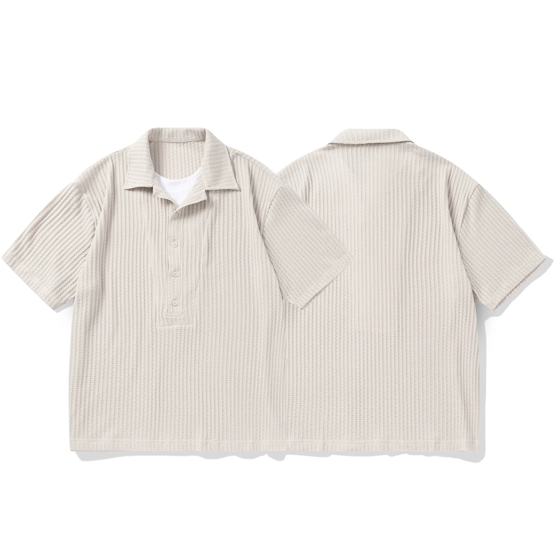 Summer American Retro Old Money Style Vacation Two Short Sleeve Shirts Loose Five Quarter Sleeve