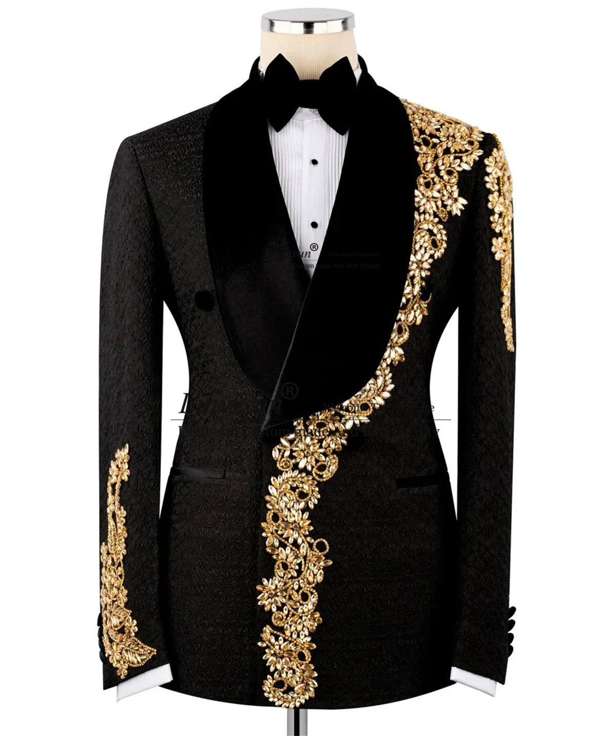 

Glitter Rhinestone Stones Wedding Suits For Men 2 Pieces Sets Groom Male Blazers Party Tuxedos Customized Jacquard Ropa homre