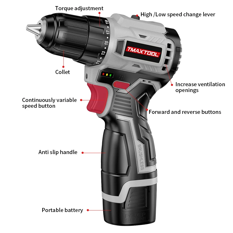 Professional Small Mini Cordless Drill 16.8V 40N.m Torque Variable Speed Lithium Battery DIY Impact Drill