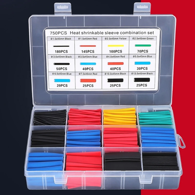Connessione confezione da 750 manicotti termorestringenti, set tubi termorestringenti fai da te, essenziali