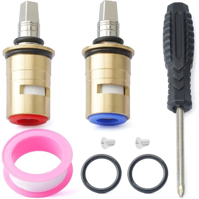 

A81M New- Brass Construction Short Stem Faucet Cartridge Kit 1-099XKJKABNF& 1-100XKJKABNF 1/4-Turn Cold& Hot