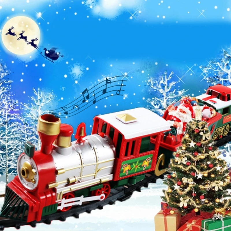 Set di giocattoli per binari del treno per vagone ferroviario di 22 pezzi regalo per treno a vapore elettrico di natale con consegna espressa classica musicale di babbo natale per bambino B065