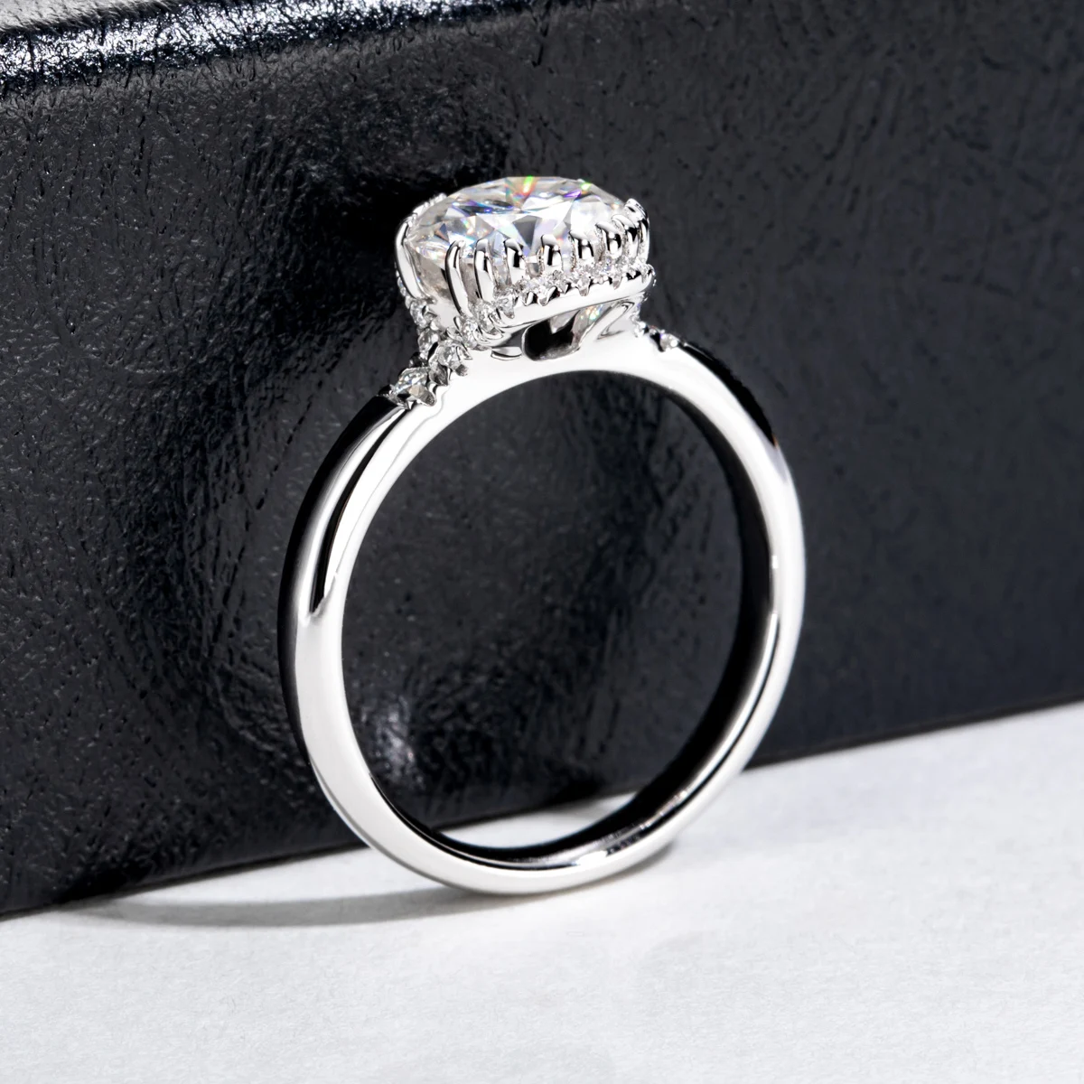 AliMoss 2ct D اللون مويسانيتي خاتم الخطوبة 14k مطلية بالذهب العصابات الزفاف هالة وعد خواتم للنساء هدايا مجوهرات