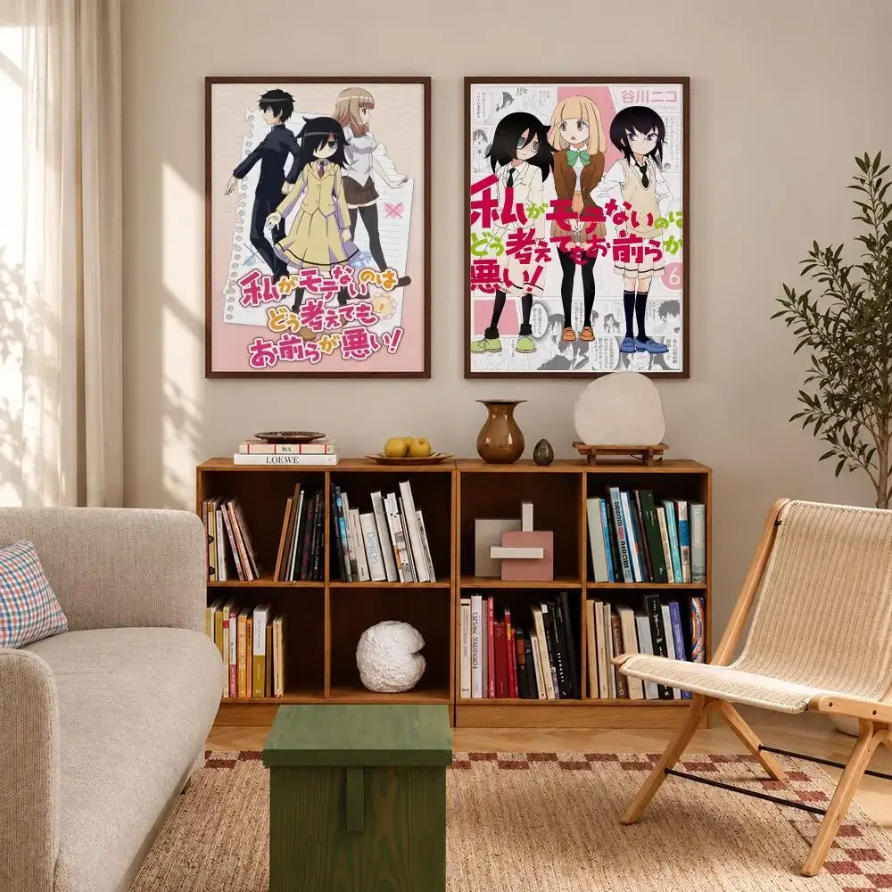 Funny Social Comedy Anime Character Watamote Kuroki Tomoko Poster Self‑Adhesive Waterproof Poster Sticker Wall Art Home Decor