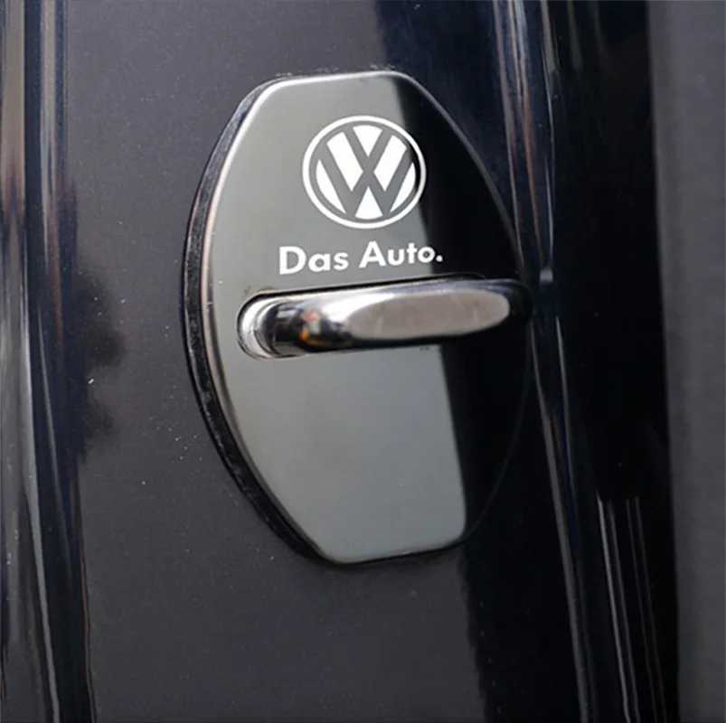 4Pcs Car Door Lock Protective Cover Auto Sticker Accessories For Volkswagen VW GTI Rline R Polo Golf Passat Magotan Tiguan Jetta