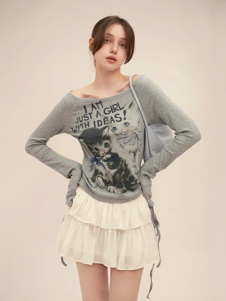 Autumn Women Coquette Cute Core Long Sleeve Tees Japanese Y2k
