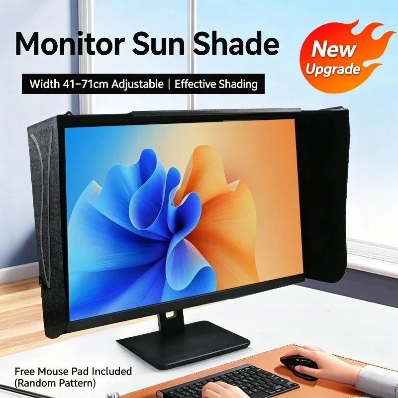Adjustable Monitor Sun Shade Hood Anti‑Glare Anti‑Peep Dust‑Proof Cover For 27 Inch 32 Inch Desktop Computer Screen