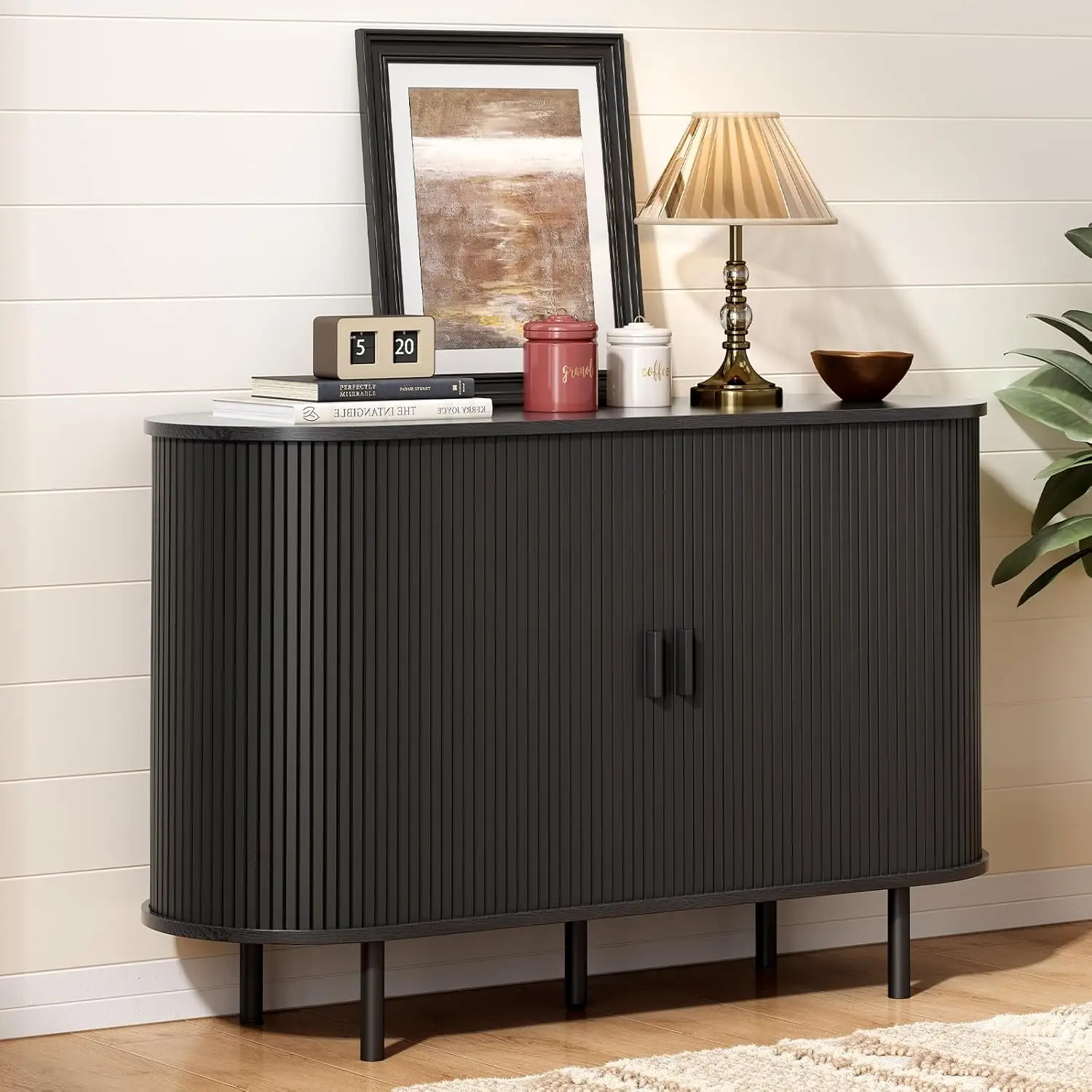 

48" Sideboard Buffet Cabinet with Storage, Storage Cabinet with Sliding Door & Adjustable Shelf, Modern Accent Coffee Bar Consol