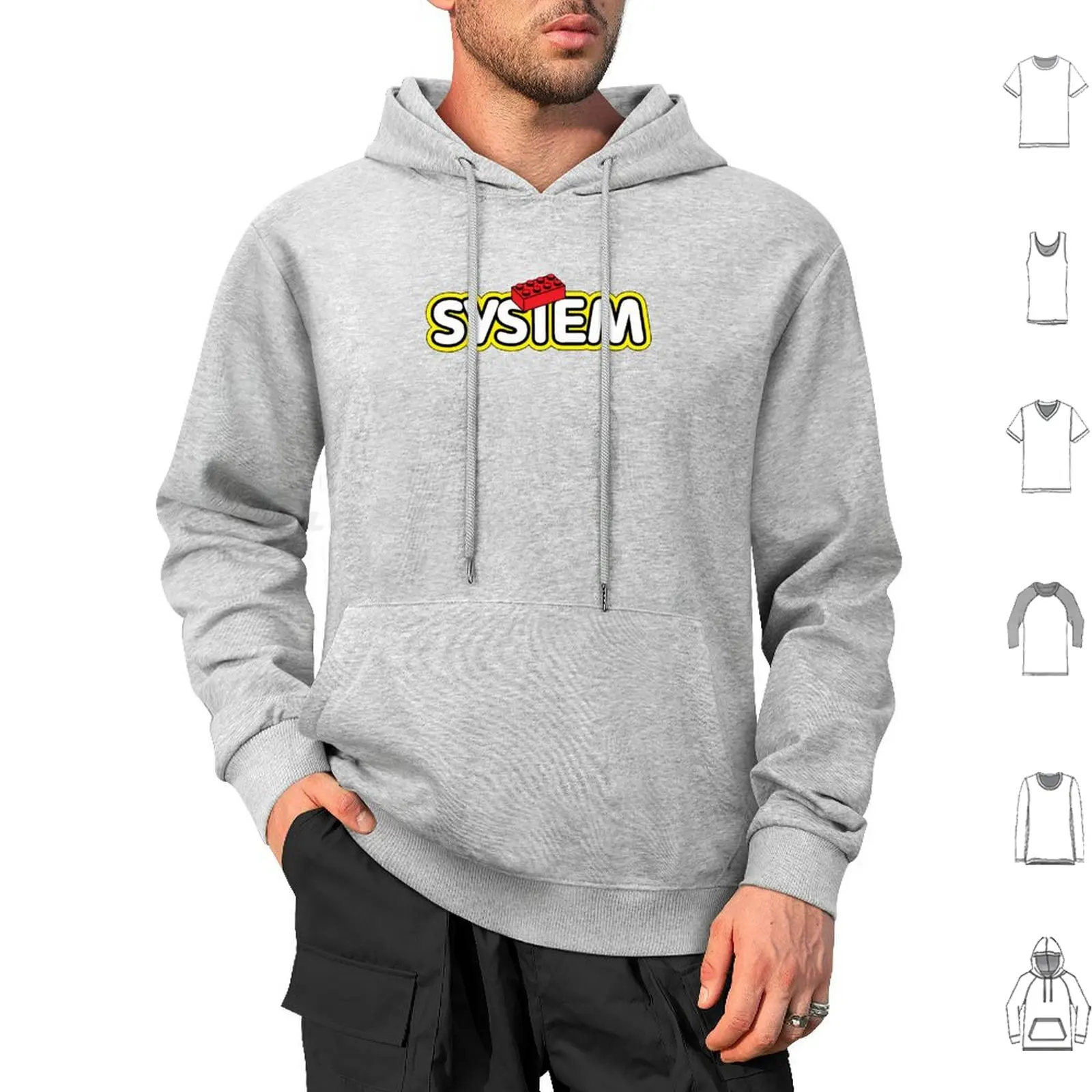 Brick System Hoodie cotton Long Sleeve Brick Block Vintage Retro Game 90s Blocks Bricks Legos