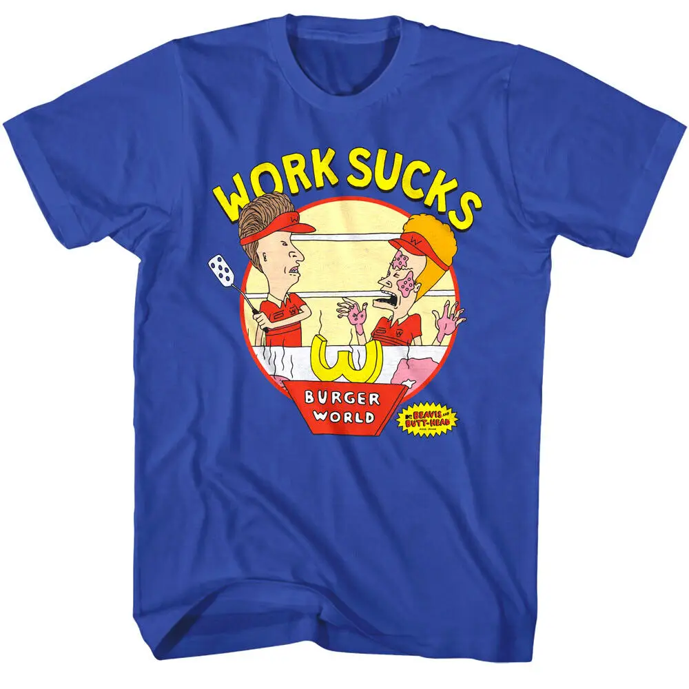 Beavis And Butthead Men'S T Shirt Work Sucks In Burger World Mtv Cartoon Shows