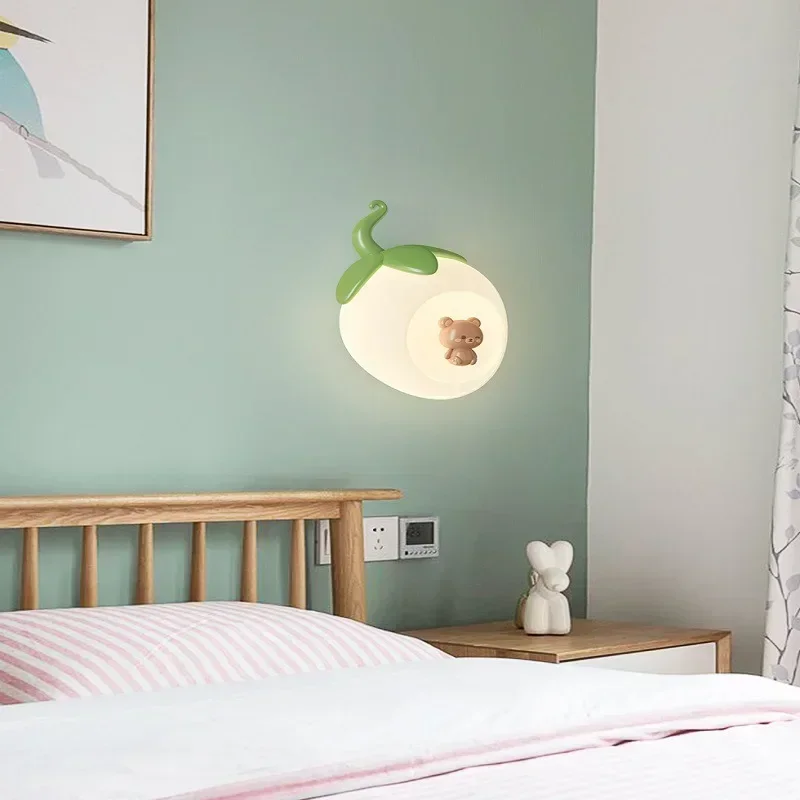 SANDYHA Cream Wall Lamp Cartoon Rabbit Bedside Light LED Lighting Fixture for Bedroom Living Children Room Home Decor Chandelier