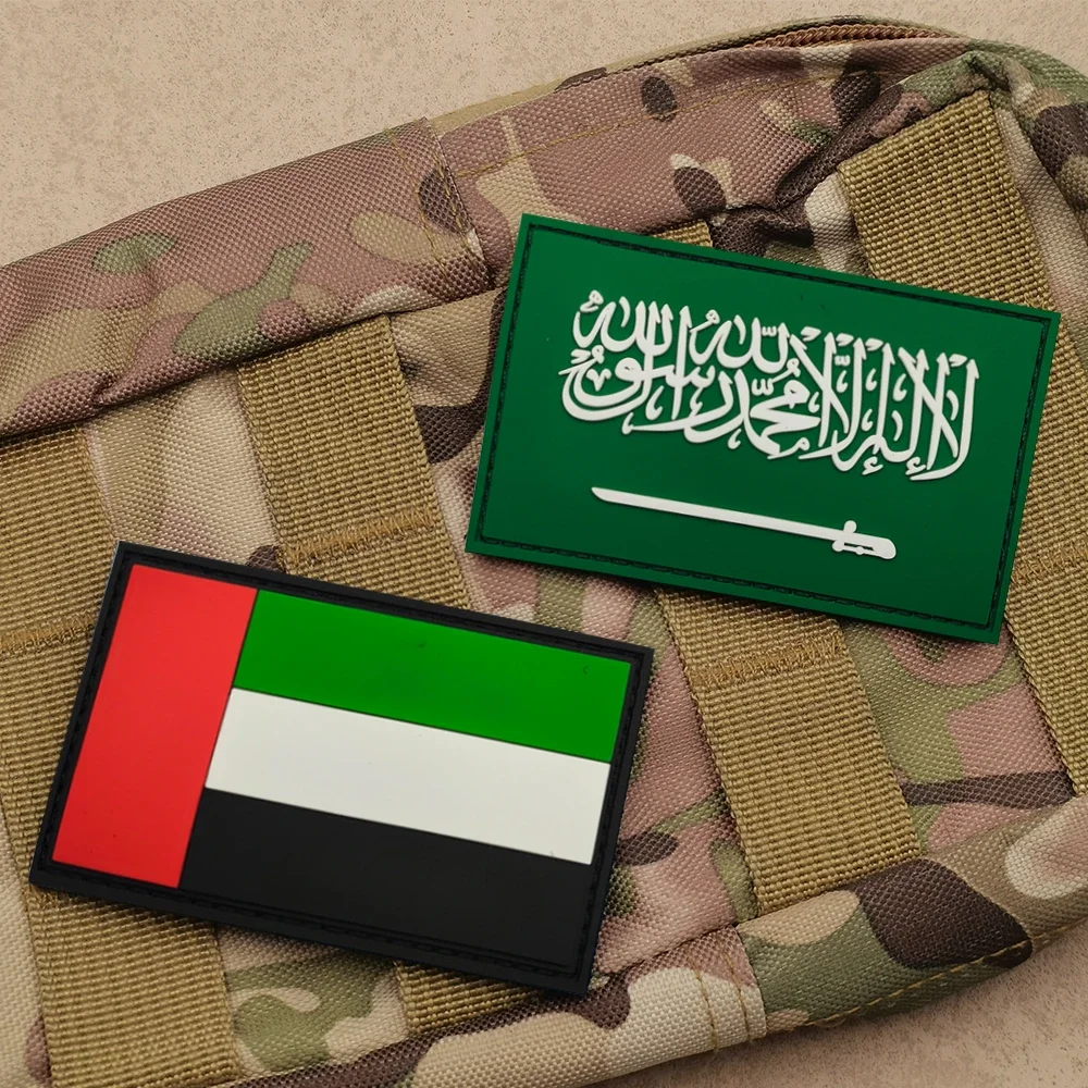 Multiple Choose Asia Countries National PVC Flag Of Kuwait Oman UAE Rubber PVC Flag Patch For Bag Hat Jacket Shoulder Applique