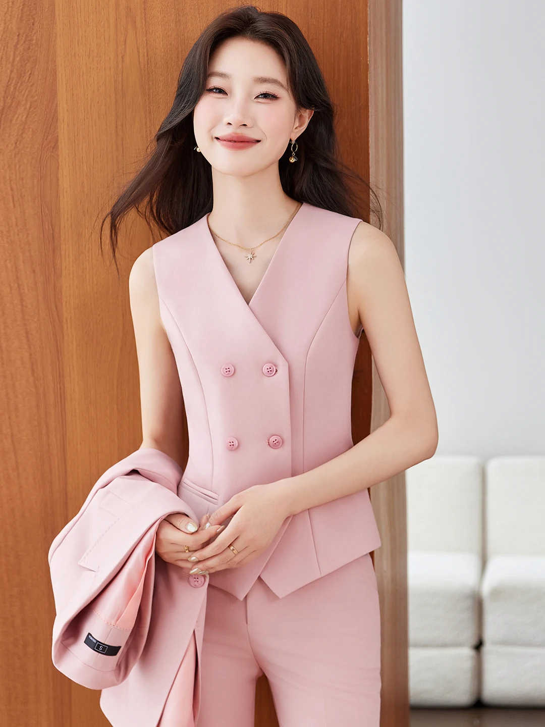 Professional Workwear Vest Outerwear Women's Spring Autumn Slimming Commute Style Set Elegant Simple Goddess Career Suit