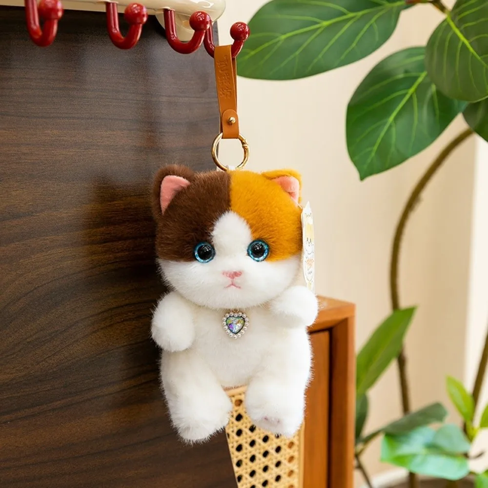 Gifts Realistic Kitten Shape Cat Keychain Lying Cat Furry Cat Pendant Soft Cute Keychain For Bag Decoration
