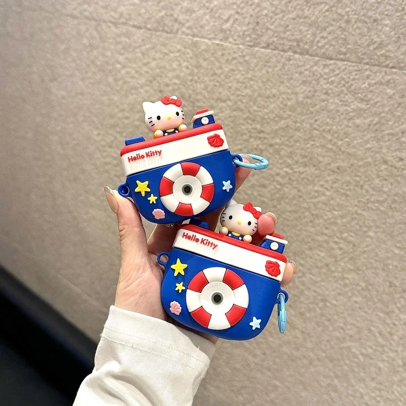 3Dキュートサンリオハローキティカメライヤホンケース AirPods 1/2/3/4/Pro/2 ワイヤレスBluetoothヘッドセット保護ソフトカバー