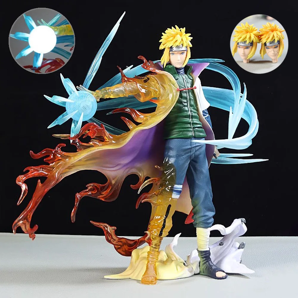 BAIDAI 26cm Naruto Namikaze Minato Anime Figures Gk Figurine With LED Pvc Statue Decoration Collectible Model Kids Toys Gifts