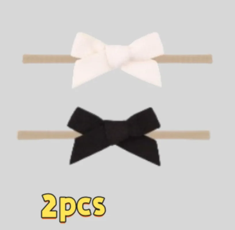 2pcs Solid Suede Nylon Hair Bands Elastic Bow Headband Tied Newborn Girls Photograph Props Fashion Bebe Fille Accessories