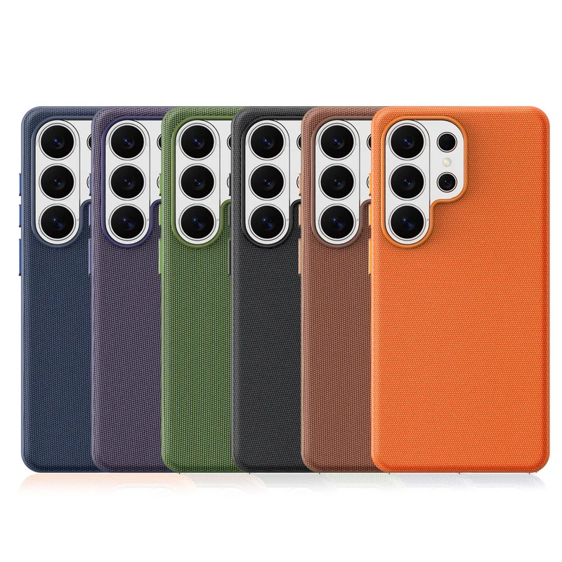 Luxury Tech Woven Magnetic Adsorption Phone Case For Samsung Galaxy S26 S25 S24 S23 S22 Ultra For Magsafe Wireless Charge Cover