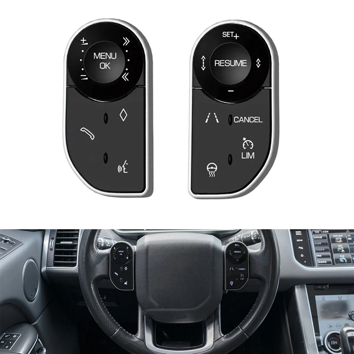 1Pair Multifunction Steering Wheel Switch Touch Control Buttons for Range Rover Sport L494 Vogue L405 Discovery 5