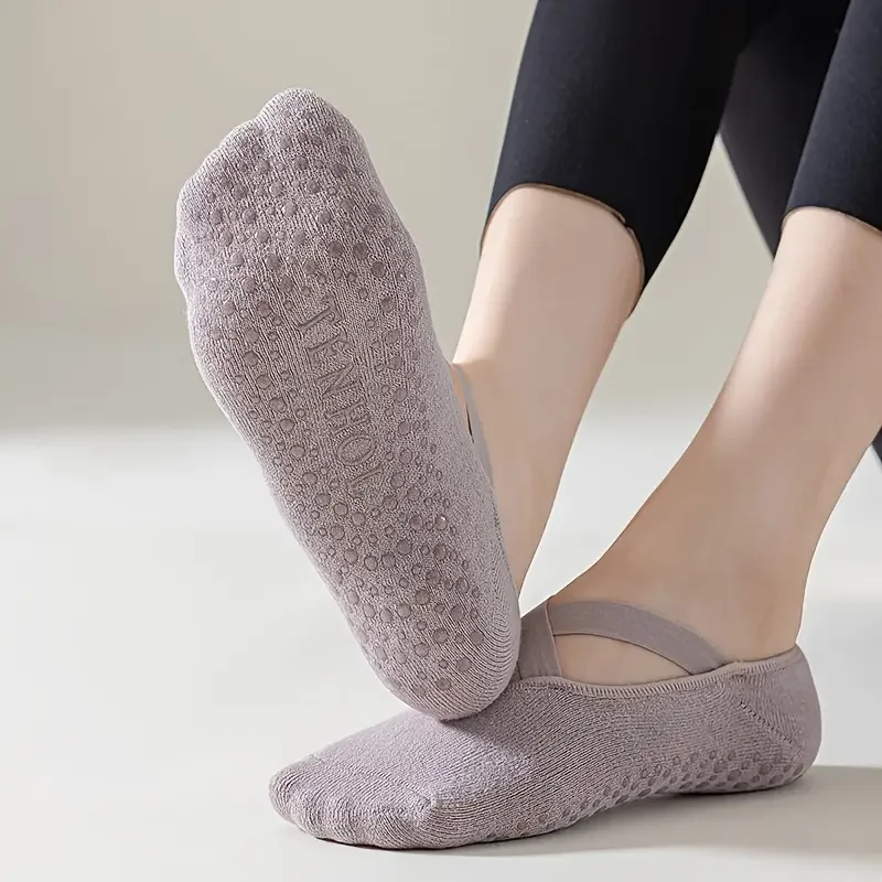 5 Pairs of Women's Non-Slip Yoga Socks for Dance Pilates Gym, Breathable Cotton No-Show Socks with Silicone Grip, Indoor Workout