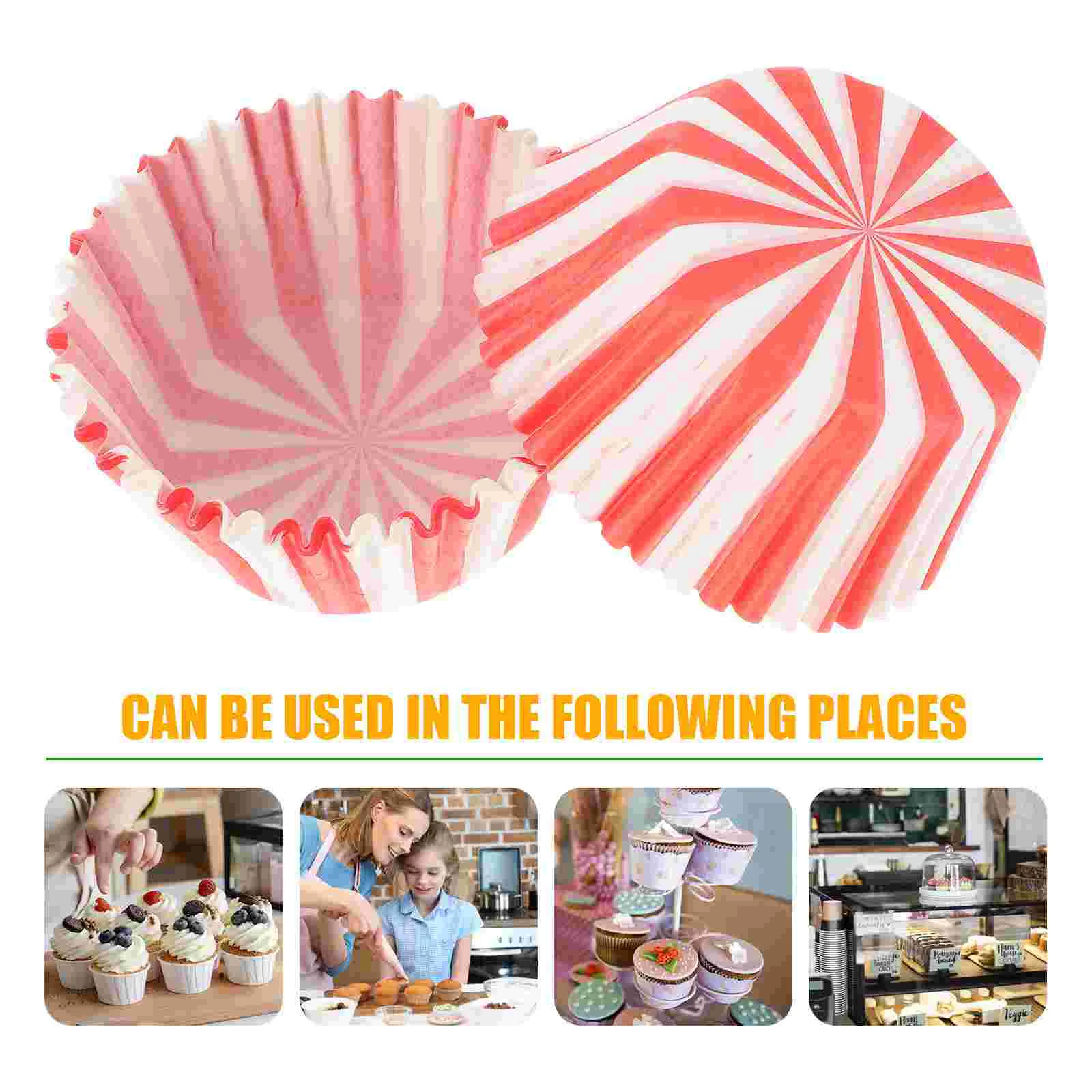 100pcs Anti Oil Cake Paper Cups Muffin Liners Baking Trays Red White Stripes Oven Safe Hardened Non Deform Easy Bake Sweet