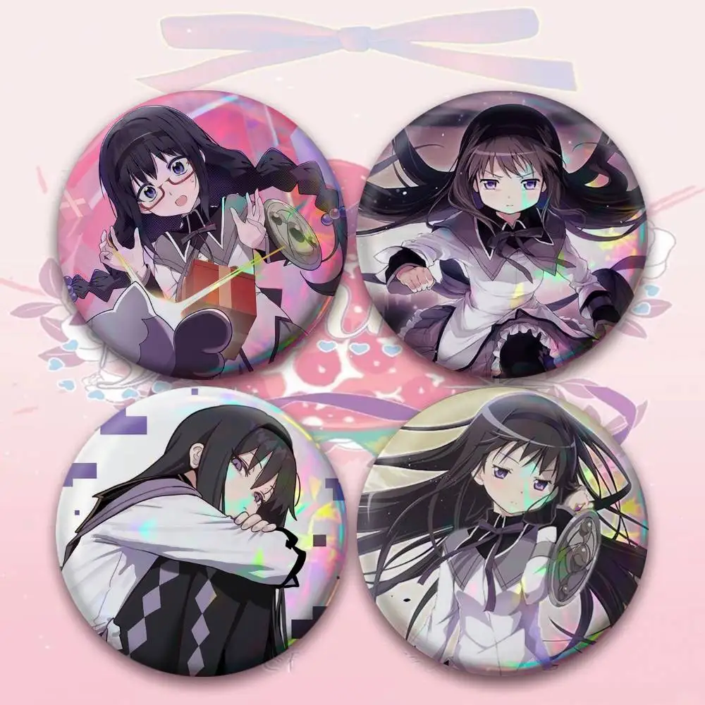 P-Puella Magi Akemi H-Homura Laser Badge Creative Pins Brooch for Bag Clothes Hat Decor Gifts Fans Collect