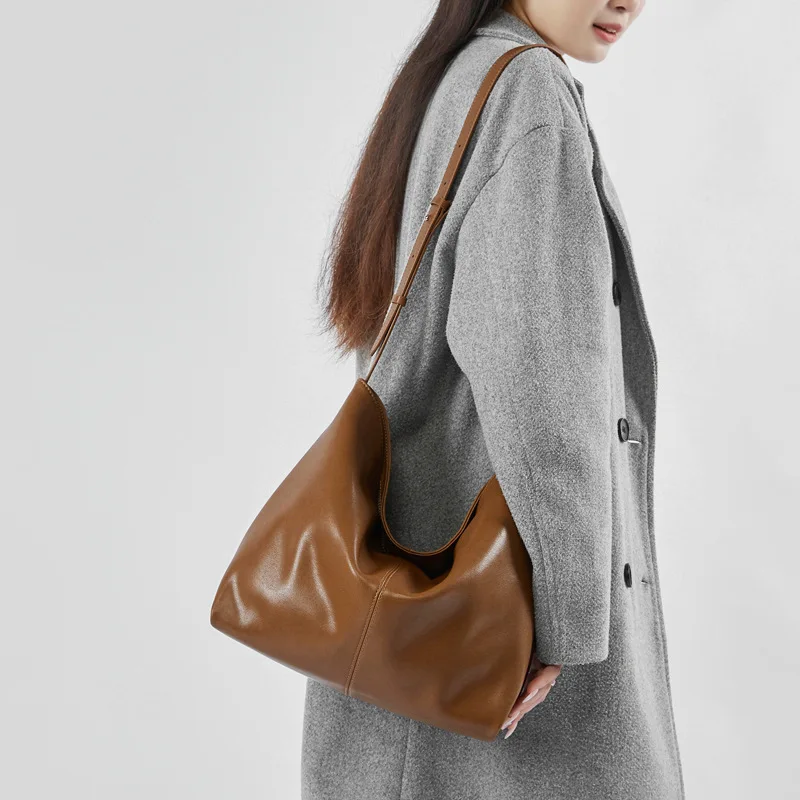 Designer Luxury Bag Vintage Leather Underarm Bag All-match Commuter Large Capacity Spring and Summer Women's Hobo Bag