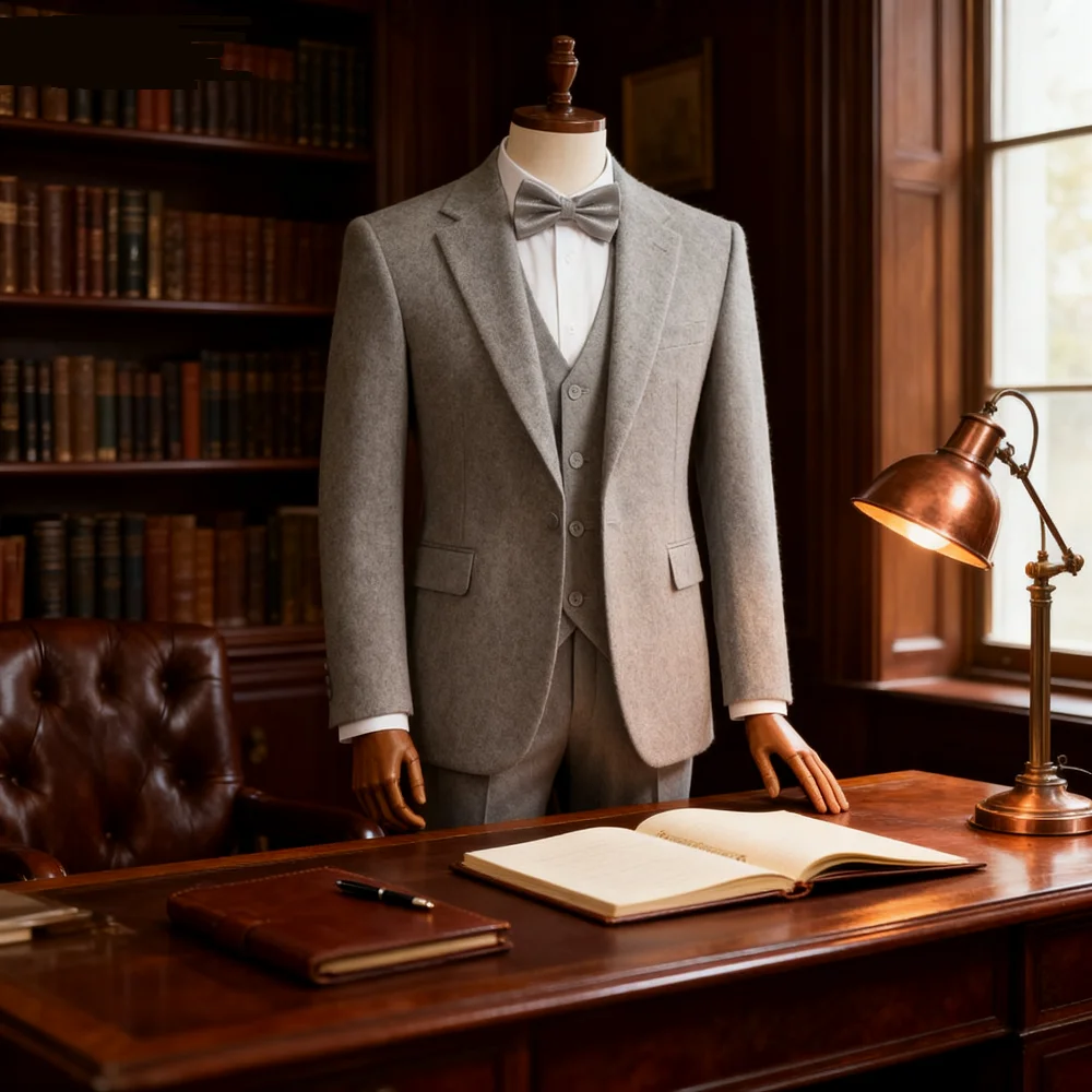 

Men's Slim Fit Double Breasted Blazer Vest And Pants Set Groom Tuxedo Business Party Wedding Attire