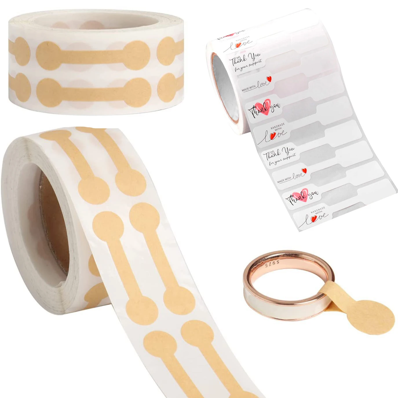 500 pz/rotolo cartellini prezzi autoadesivi per anello di carta collana braccialetto cartellini prezzi etichette appese adesivi creazione di gioielli imballaggi