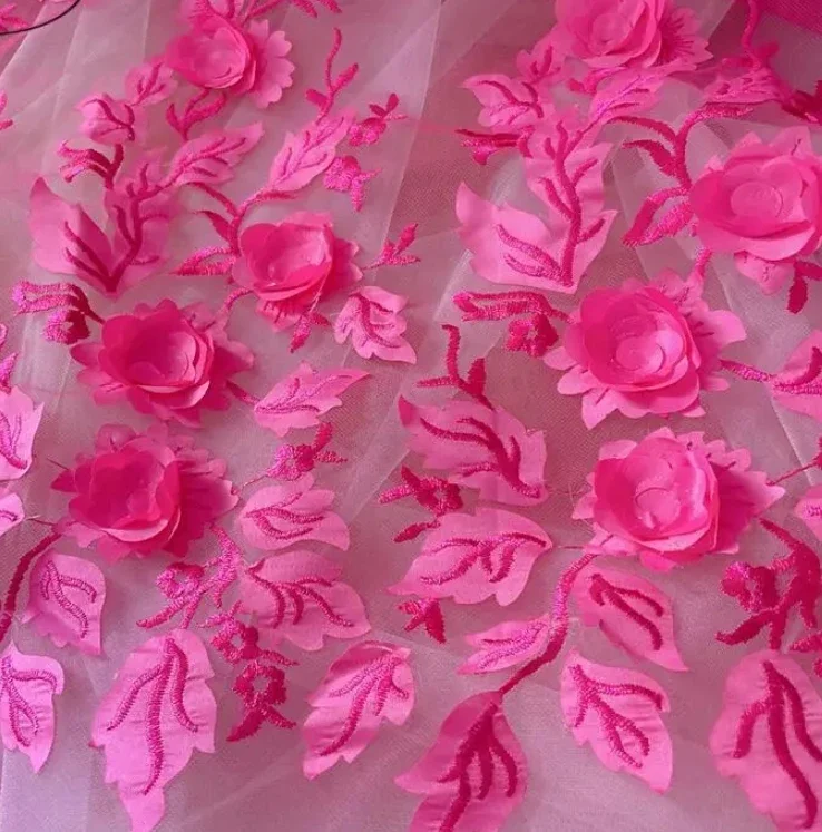 19-kleuren hoogwaardige 3D-bloemkantstof. TrouwjurkDIYKinderkleding Naaien Stof Achtergrond Decoratie Accessoires