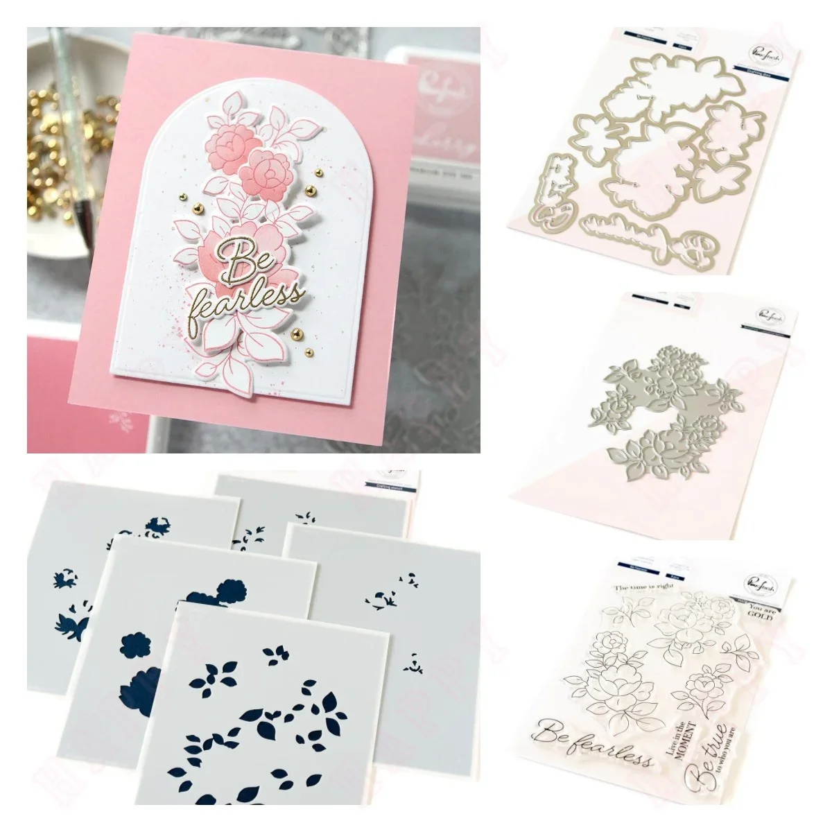 

Be Fearless flowers Die Clear Stamps Metal Cutting Dies Stencil Scrapbook Embossing Scrapbook Paper Template Decoration 2024 New