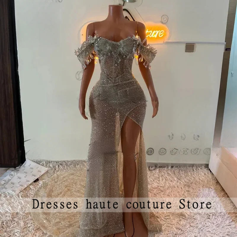 تصميم فريد من نوعه الماس فستان حفلة موسيقية طويل فاخر الخرز بلورات الترتر حورية البحر حفلة عيد ميلاد ثوب الزفاف مخصص