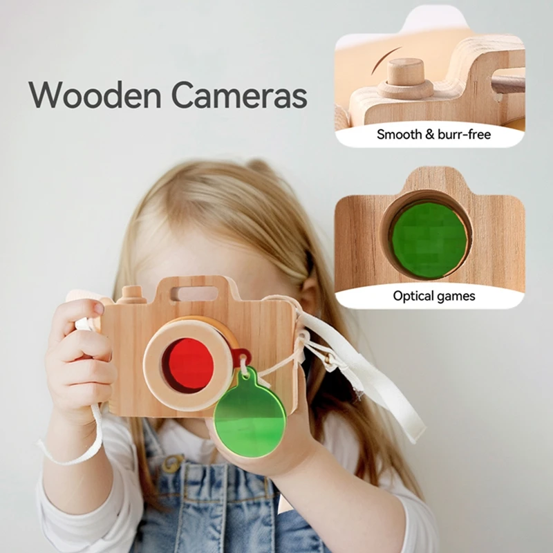 Fotocamera di moda in legno giocattoli per bambini giocattolo all'aperto stanza del bambino decorazione in legno ciondolo in legno fai da te nome/modello presenta regalo di allattamento