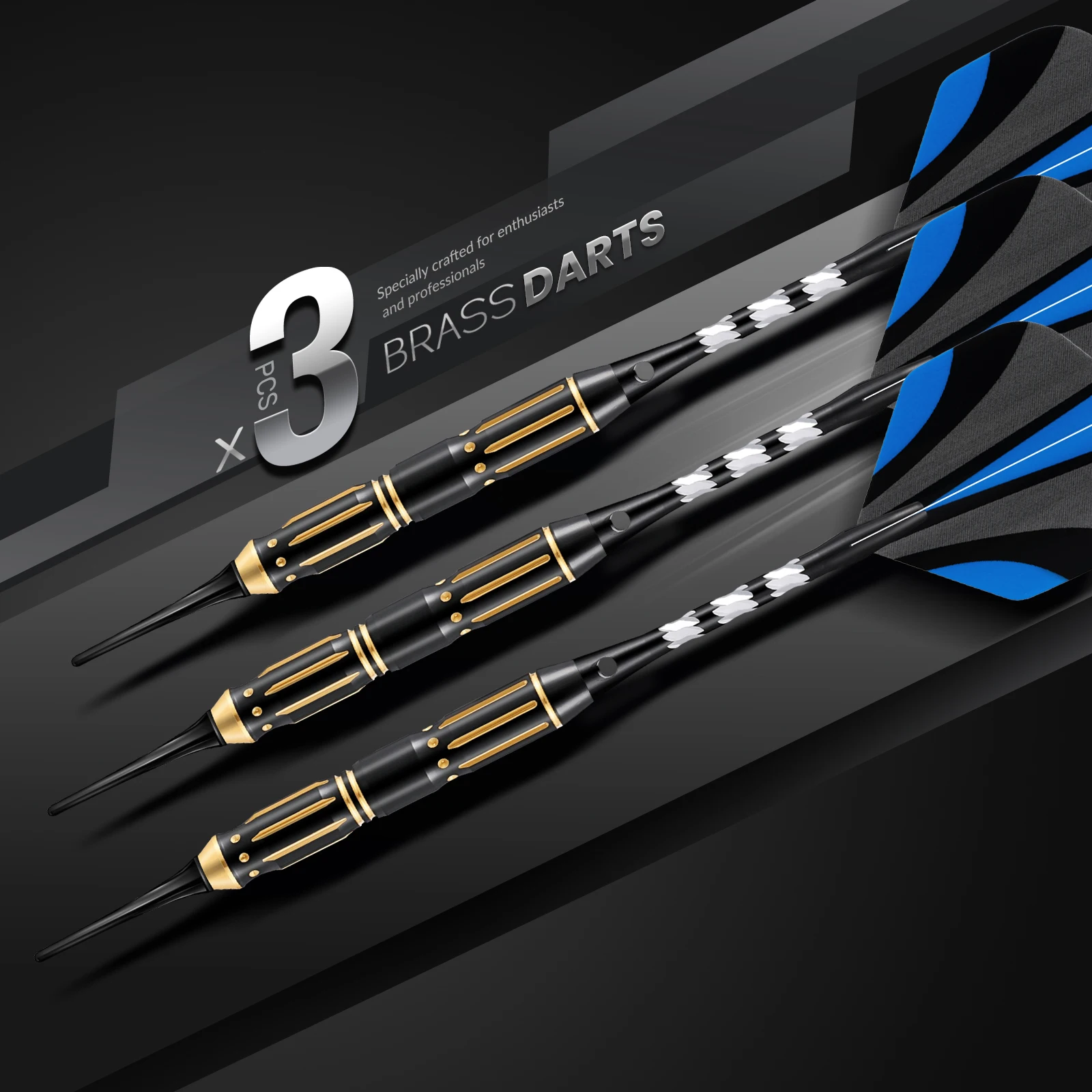 Huanqu Safety Soft Dart Set, 3-Piece Set of 20g Professional Darts, Equipped with Soft Dart Tips, Aluminum Dart Shafts, Copper Dart Bodies, Pet Dart Wings, O-Ring Anti-Loosening Rings, and Other Accessories, with Non-Slip Grip Design, Durable and Stable, Suitable for Electronic Dart Boards, Home Entertainment, Training and Competition, Is a Holiday Gift and Birthday Gift for Dart Enthusiasts.