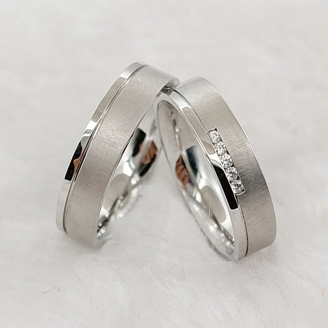 High Quality Never Fade Love Wedding Rings Set For Men Women Silver White Gold Titanium 316l Stainless Steel Jewelry Couple Ring