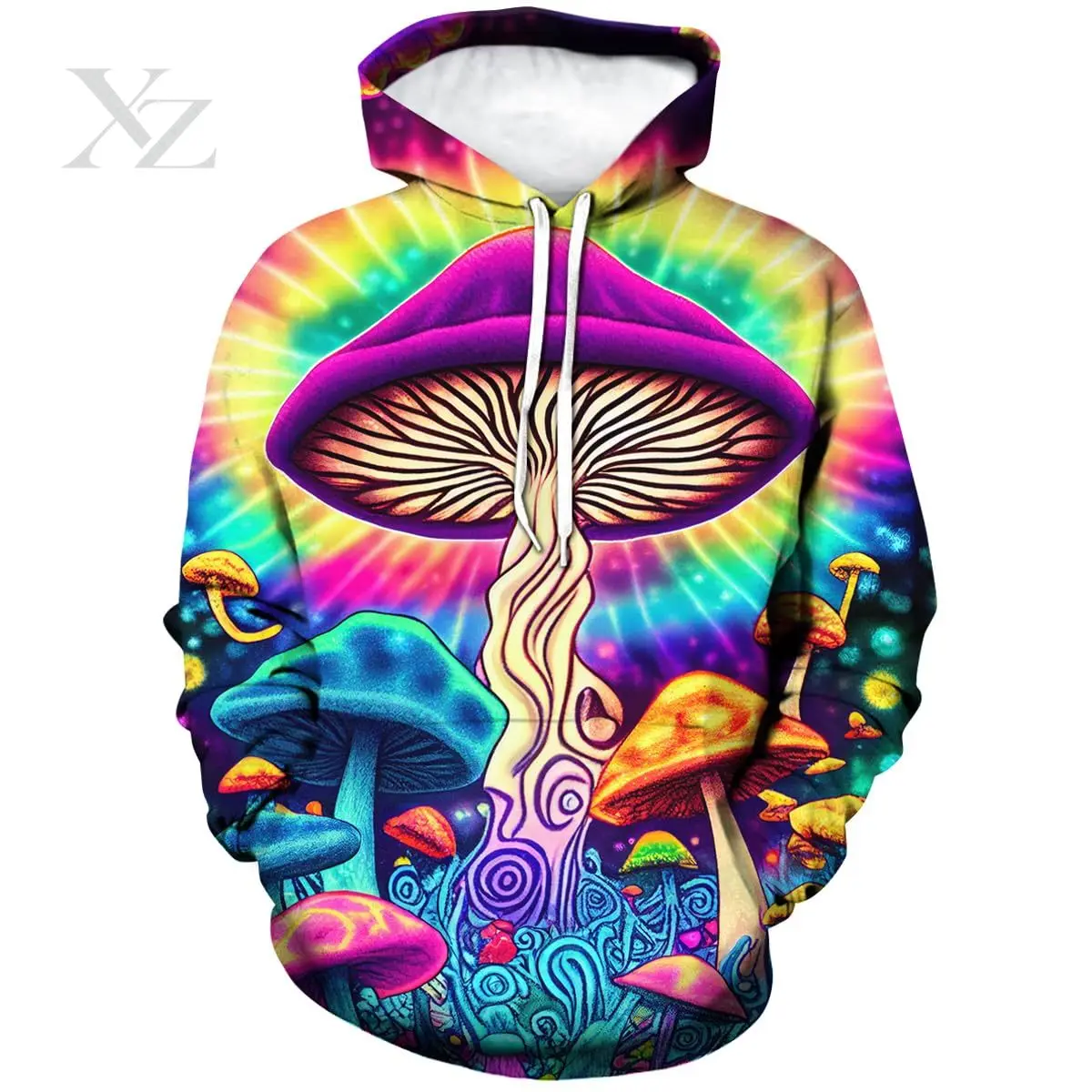 High Quality Men's Women's Oversized Unisex Pullover Hoodie Abstract Colorful Mushroom Art 3D Print Sweatshirt Fungi Graphic