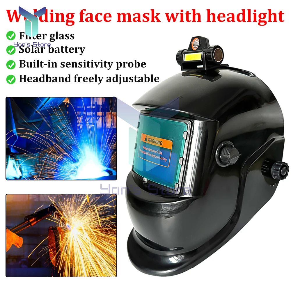 

Welding Masks Automatic Variable Light Adjustment Large View Auto Darkening Welding Facemask for Arc Welding Grinding Cutting PC