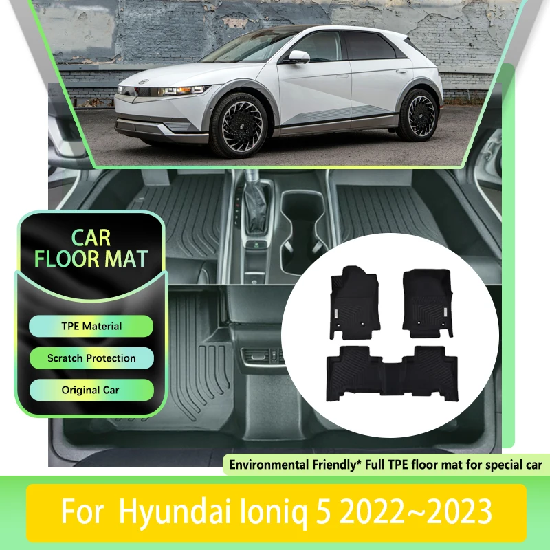 TPE Car Floor Mats For Hyundai Ioniq 5 NE 2022 2023 Luxury Dirt-resistant Leather Pad LHD Foot Cargo Carpet Rug Auto Accessories