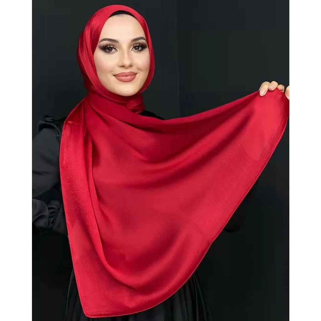 Muslim Satin Scarf Women Luxury Abaya Silk Hijab Islamic Crinkle Hijabs For Woman Instant Abayas Shawl Jersey Dress Turban