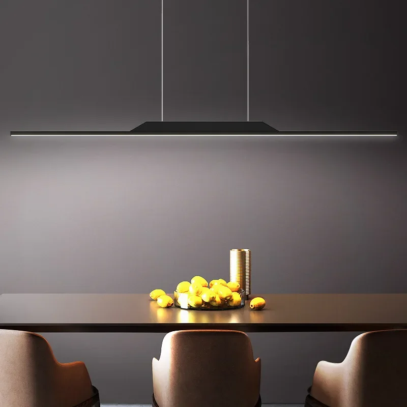 Simple Modern Dining Room Pendant Lights Word Long Strip Led Chandeliers Bar Lamp Table Kitchen Island Study Studio Lighting view 2