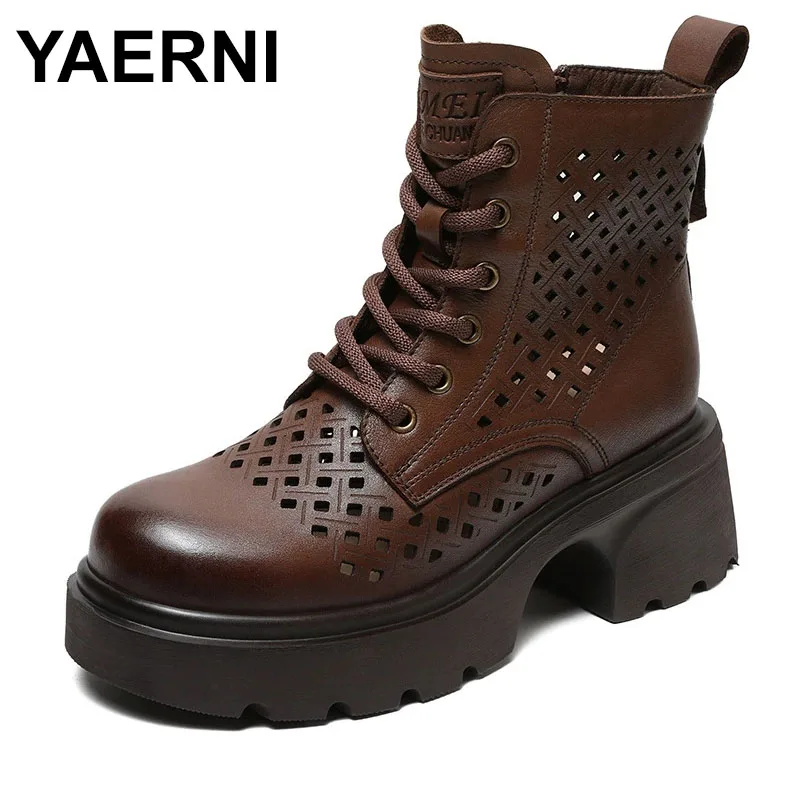 

6 см коровья натуральная кожа на плоской подошве, на танкетке, на молнии, на плоской подошве, полые ботильоны, женская удобная обувь, этническая резина