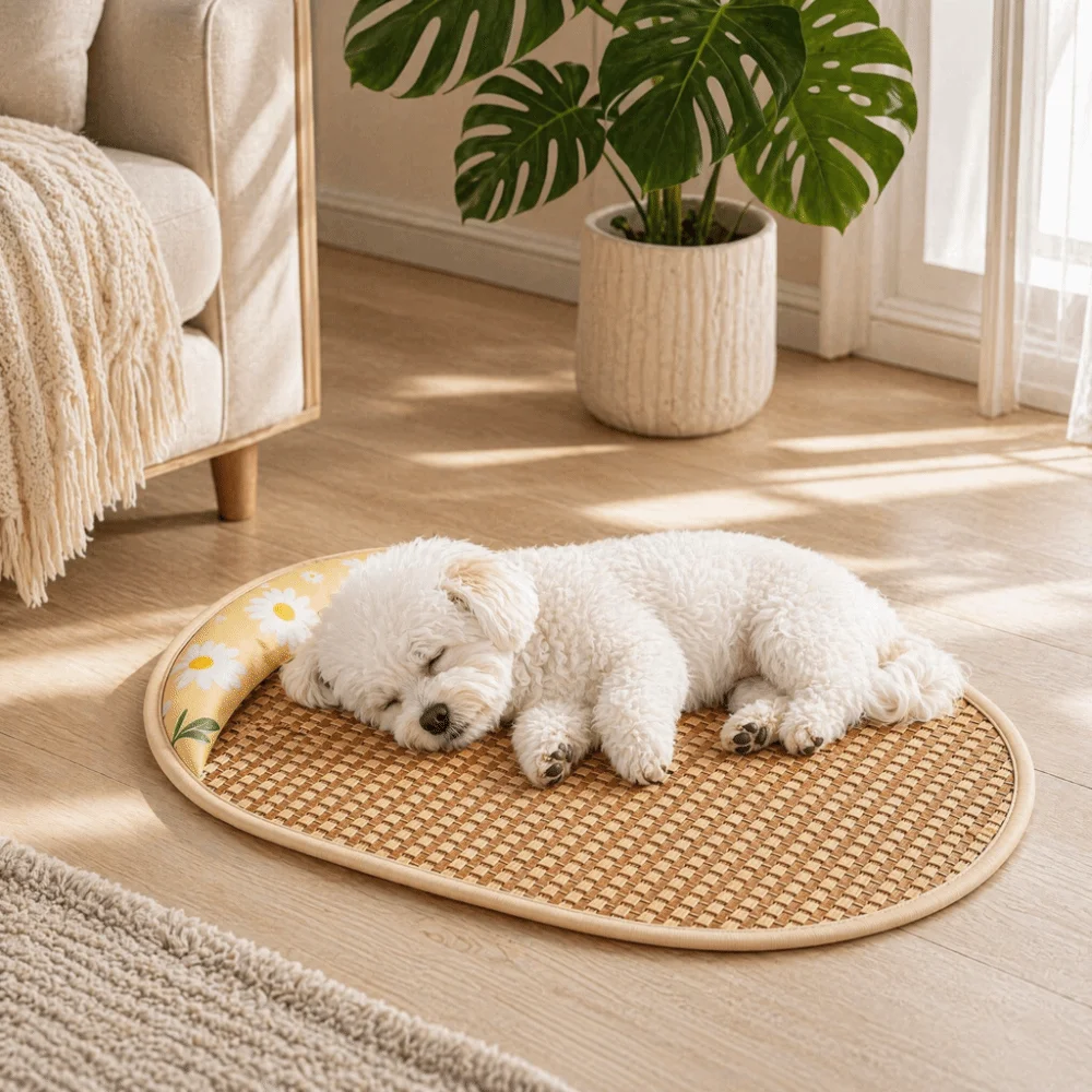New Breathable Pet Cooling Mat Woven Design Washable Cat Bed Mat Cooling Gel Non-Slip Woven Cat Mat For Cats and Dogs